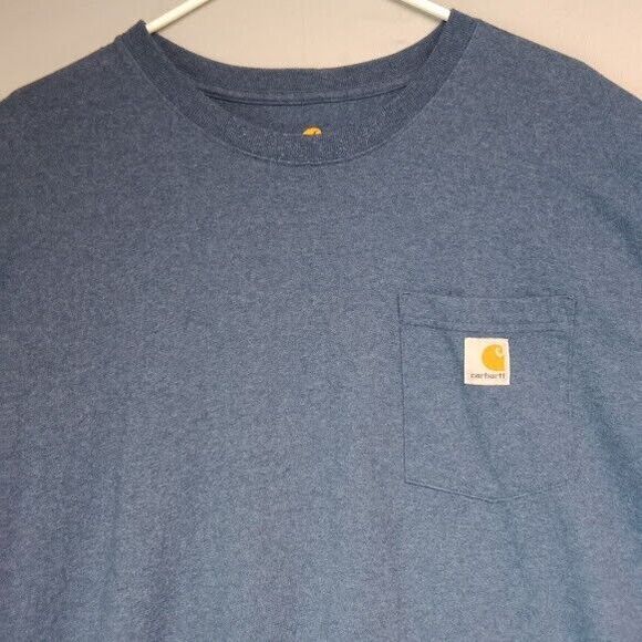 Carhartt T Shirt Mens XL Blue Pocket K87 Logo Basic Heavyweight Loose Fi… - Picture 2 of 7